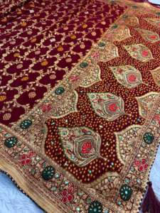 Nouvelle collection de sarees en soie Gaji originale Bandhani avec travail à la main Gota Pati, dernière nouveauté - Product Image 2