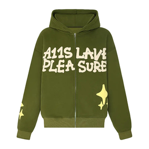 Top Design Haute Qualité Poids Lourd Épais Puff Impression Hoodies Coton Tissu Élégant Puff Impression Hoodies Pour Hommes - Product Image 4