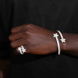 Joyería Baguette estilo caliente Hip Hop joyería fina anillo de corte redondo hielo 925 Plata moissanite anillo de estrella personalizado - Product Image 5