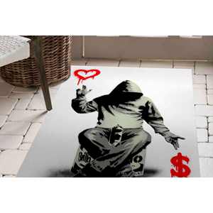 Alfombra con Estampado de Grafiti de Dinero de Banksy: Arte, Comodidad y Estilo Combinados, Alfombra de Terciopelo - Product Image 1