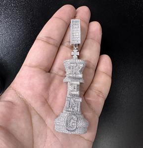 Pendentifs de luxe en or blanc 925 en argent sterling, sertis de diamants en moissanite VVS, style hip-hop, cadeau pour homme - Product Image 6