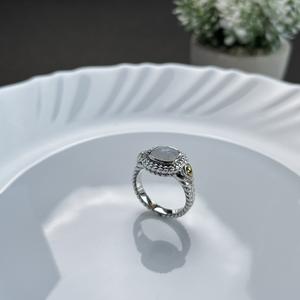 Anillo clásico de Plata de Ley 925 con piedras preciosas de piedra lunar, joyería unisex - Product Image 2