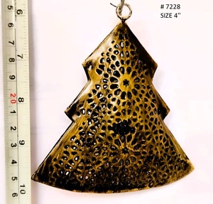 Árbol de Navidad de hierro de forma redonda Kalavastu, decoración colgante de 3 pulgadas, decoración festiva de habitación para celebraciones navideñas - Product Image 3