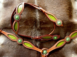Ensemble de brides Western Horse en cuir DD par le fabricant indien Sports & Entertainment Rênes Collier de poitrine avec tête ornée - Product Image 4