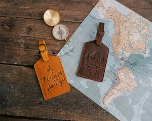 Etiquetas de equipaje de cuero Favor personalizado Accesorios DE BODA Hombres Regalo para él 2017 - Product Image 2