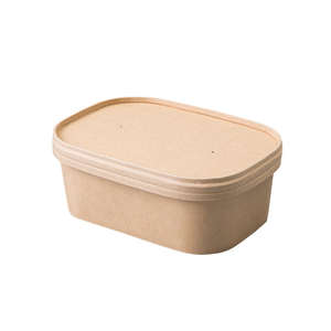 Boîte à déjeuner jetable en papier kraft carrée pour salade verte, style japonais, avec couvercle et laminage mat, vente chaude - Product Image 1