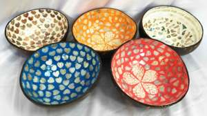 Luxury <b>bamboo</b> coconut <b>bowl</b> with mother of pearl lacquer for serving food decor gifts handmade eco material crafted in Vietnam - Product Image 5