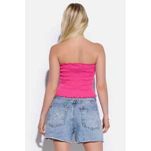 Blusa Corta sin Tirantes con Efecto Fruncido - Product Image 6