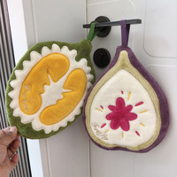 Cute Fruit Shaped Hanging Coral Velvet Super Absorbent Microfiber Kitchen Towel Quick Dry Bathroom Dish Cloth Hand Towel