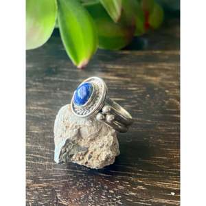 Navajo Handmade <b>Lapis</b> <b>Lazuli</b> Sterling Silver <b>Ring</b> Size 4.5 Cultural Collectible Jewelry - Product Image 4