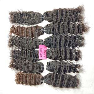 Vente en gros d'extensions de cheveux humains ondulés non traités 100% Temple indien double tirage couleur naturelle vierge tressage cuticule alignée - Product Image 1