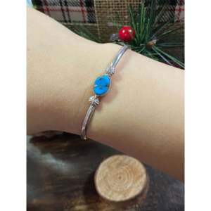 Navajo Handmade Kingman Turquoise & Sterling <b>Silver</b> Fashion <b>Cuff</b> <b>Bracelet</b> Kingman Turquoise & Sterling <b>Silver</b> - Product Image 2