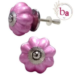 ลูกบิดเซรามิกสีสะท้อนแสงกุหลาบชมพูมือจับประตูลิ้นชักตู้ส่งออกคุณภาพสำหรับห้องครัวห้องนอนห้องน้ำคลังสินค้ากลางแจ้งวิลล่า - Product Image 1