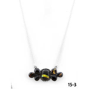 Collar de Estilo Clásico del Suroeste, Hecho a Mano con Cuentas de Plata Esterlina y Black Jack, con Diseños de Flores, Anclas y Números - Product Image 2