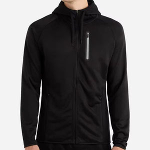 Wholesale Casual <b>Black</b> <b>Zipper</b> up Jacket Fashionable Outdoor Sports Gym Fitness <b>Hoodie</b> for Men Hooded Collar with Printed Pattern - Product Image 1
