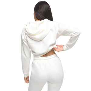 Sudadera con capucha de lana de algodón de alta calidad personalizada para mujer, ropa de calle lisa en blanco de gran tamaño para entrenamiento, con cremallera completa - Product Image 4