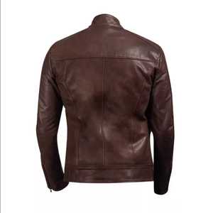 Professionnel hommes marron véritable peau de mouton véritable cuir Biker veste haute rue Style moto cuir vêtements vente d'hiver - Product Image 2