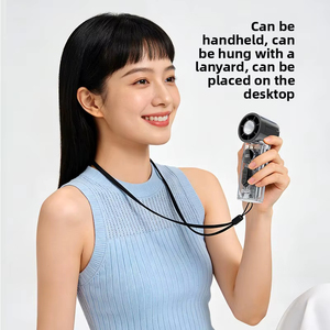พัดลมมือถือขนาดเล็กแบบพกพาโปร่งใส ปรับความเร็วได้ 100 ระดับ จอแสดงผลดิจิตอล พัดลมระบายความร้อนด้วยลม สำหรับการเดินทางภายนอกอาคารทุกวัน - Product Image 5