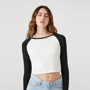 Ropa de verano 180 Gsm, diseño ajustado a la moda, cuello redondo, mangas completas, diseño corto de alta calidad, camisas de manga larga para mujer - Product Image 1