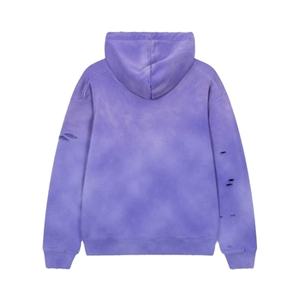 Sweat à capuche violet délavé sur mesure avec poche kangourou – Sweat-shirt streetwear oversize - Product Image 6