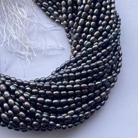 Perles d'eau douce naturelles arc-en-ciel noires de 4mm 5mm, fil de riz en pierre de gros, perles de culture pour la fabrication de bijoux