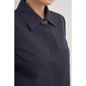 Trench-coat imperméable pour femme, taille plus, imprimé, coupe cloche - Bleu marine - Product Image 4