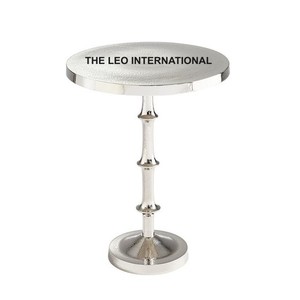 Table basse décorative moderne de qualité supérieure pour la maison en fonte d'aluminium en métal poli brillant à dessus rond - Product Image 4