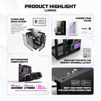 FANTECH casing PC Gaming GPU, CG85 ATX 400mm GPU Mid Tower 270 derajat tampilan panorama Panel magnetik kaca Tempered 6 RGB