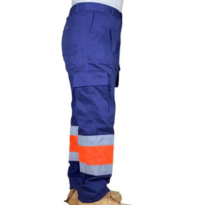 Pantalon de travail réfléchissant 100% coton pour hommes, logo personnalisable, vêtements de travail cargo imperméables pour l'exploitation minière - Product Image 2