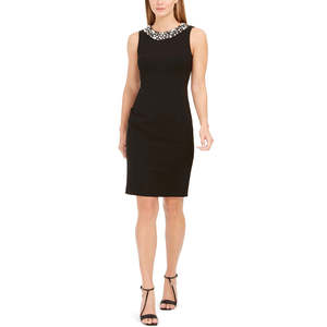 Abito tubino comodo da donna Calvin Klein nero taglia 4 Petite con finiture in perle finte - Product Image 1