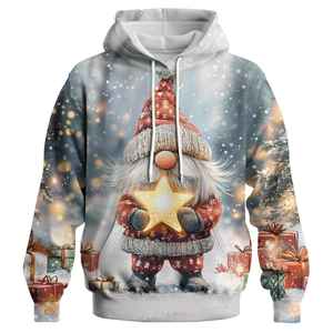 เสื้อมีฮู้ดผ้าโพลีเอสเตอร์แบบสวมหัวมีฮู้ดคริสต์มาสแบบปรับแต่งได้เสื้อมีฮู้ดพิมพ์ลายซานตาและสโนว์แมนสำหรับผู้ชายและผู้หญิง - Product Image 6