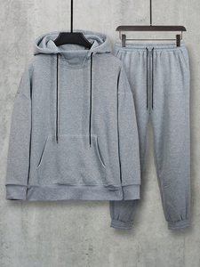 Ensemble de survêtement pour homme 2025, décontracté, quotidien, couleur unie, à capuche, imprimé personnalisé, respirant, léger, polaire 100% - Product Image 4