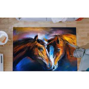 Two <b>Horses</b> <b>Painting</b> Rug: Anti-Slip Indoor Carpet,Chenille Rug - Product Image 3