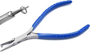 Ensemble d'instruments de pinces à anneaux fendus miniatures en acier inoxydable professionnel, manuel, poignée bleue - Product Image 2
