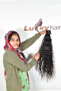 Cuticule de donneur unique non traitée pas cher alignée 100% couleurs noires naturelles vague profonde bouclée faisceaux bruts extensions de cheveux humains indiens - Product Image 3