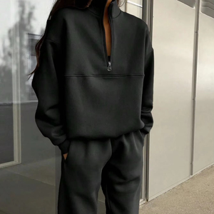 <b>High</b> Quality Breathable 2 Piece Set Stylish Oversized Zipper Tracksuits 100% Organic Cotton Wholesale Sweat Suits - Product Image 1