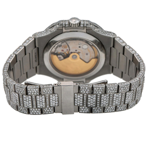 VVS Moissanite Full Pave Iced Quartz <b>Watch</b> with Glass Dial - Product Image 4