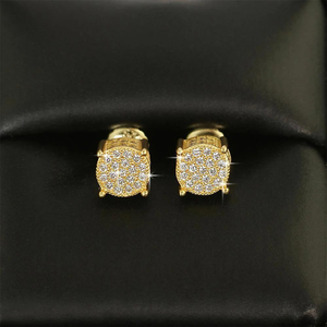 Natural Diamond New Round Earrings Trendy <b>Personalized</b> Full Diamond Hip Hop Earrings 14K Gold - Product Image 3