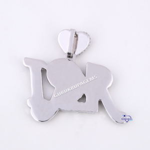 Eye Catching Custom 14KT <b>Solid</b> White <b>Gold</b> <b>Pendant</b> with Lab Grown Diamond Unique Design Hip Hop Style Parties - Product Image 2