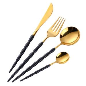 Latest Design <b>Black</b> Gold Stainless Steel <b>Cutlery</b> Set Flatware Dinnerware Set For Home Hotel Restaurant Wedding And Gifts - Product Image 1