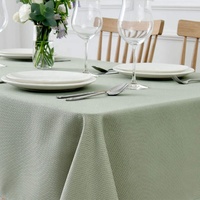 Nappe carrée jacquard tissée en gros, aspect lin uni, résistante à l'eau, pour la décoration de tables de salle à manger, de fêtes et de mariages