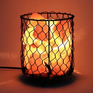Sian Enterprises SE-1515 Himalayan Salt Lamp with Organic Material Metal Basket Folk Art Style for Home Decoration - Product Image 4
