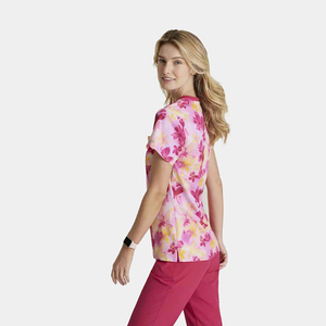 Fabrication sur mesure de gommage de luxe de haute qualité de couleur rose Design floral tendance d'été pour hôpital soins infirmiers pour les femmes vendant gommage d'allaitement - Product Image 3