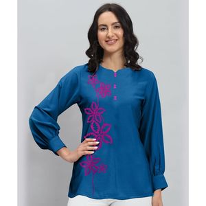 เสื้อท่อนบนผ้าลินินลายดอกไม้ปักลายด้านข้าง KN - Product Image 6