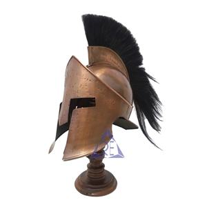 Casque corinthien en cuivre avec plume, armure médiévale grecque antique, cosplay, décoration artisanale en métal pour la maison et le bureau, 100% fait main, calibre 18 - Product Image 3