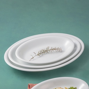 Plato de cena liso ovalado liso de porcelana blanca de alta calidad OEM de 12 pulgadas para restaurantes de hoteles, fabricación de porcelana al por mayor - Product Image 3
