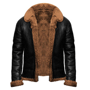 แจ็กเก็ตหนัง PU เทียมสำหรับผู้ชาย, เสื้อคลุมกันหนาวแขนยาวมีซิป - Product Image 6
