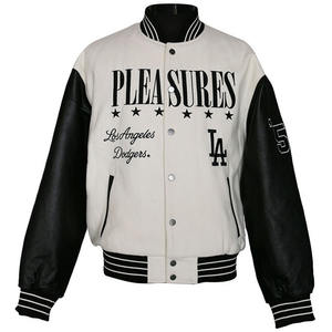 Veste de baseball universitaire personnalisée avec logo, imperméable, réversible, respirante, design varsity noir, confortable, en toile - Product Image 1