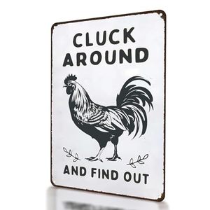 Divertenti Regali a Tema Pollo, Poster Decorativo in Latta 'Cluck Find' per Casa, Fattoria, Cucina, Giardino, 7.87x11.8 Pollici, Uso Interno/Esterno - Product Image 1
