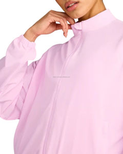 Women's Contrast Track Breathable Nylon Jacket Full Zip Stand Collar Loose Front Running <b>Coat</b> Retro Varsity Gym Top Sportswear - Product Image 4